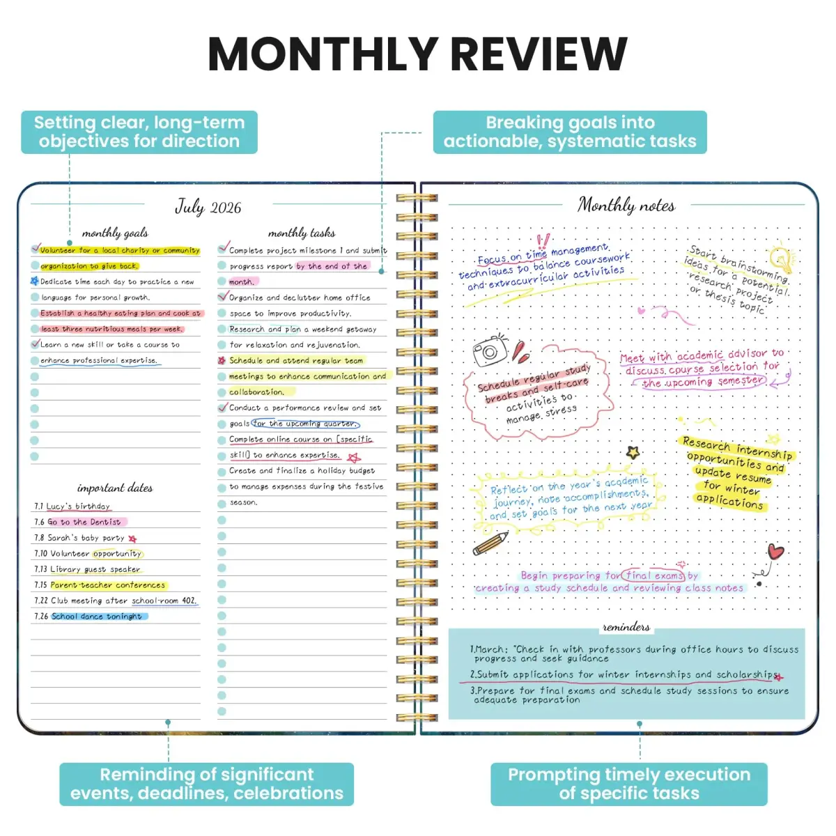 Taja Monthly Planner 2026-2027 18-Month Calendar 10 x 7 inches | Aesthetic Design for Students and Professionals - view 3