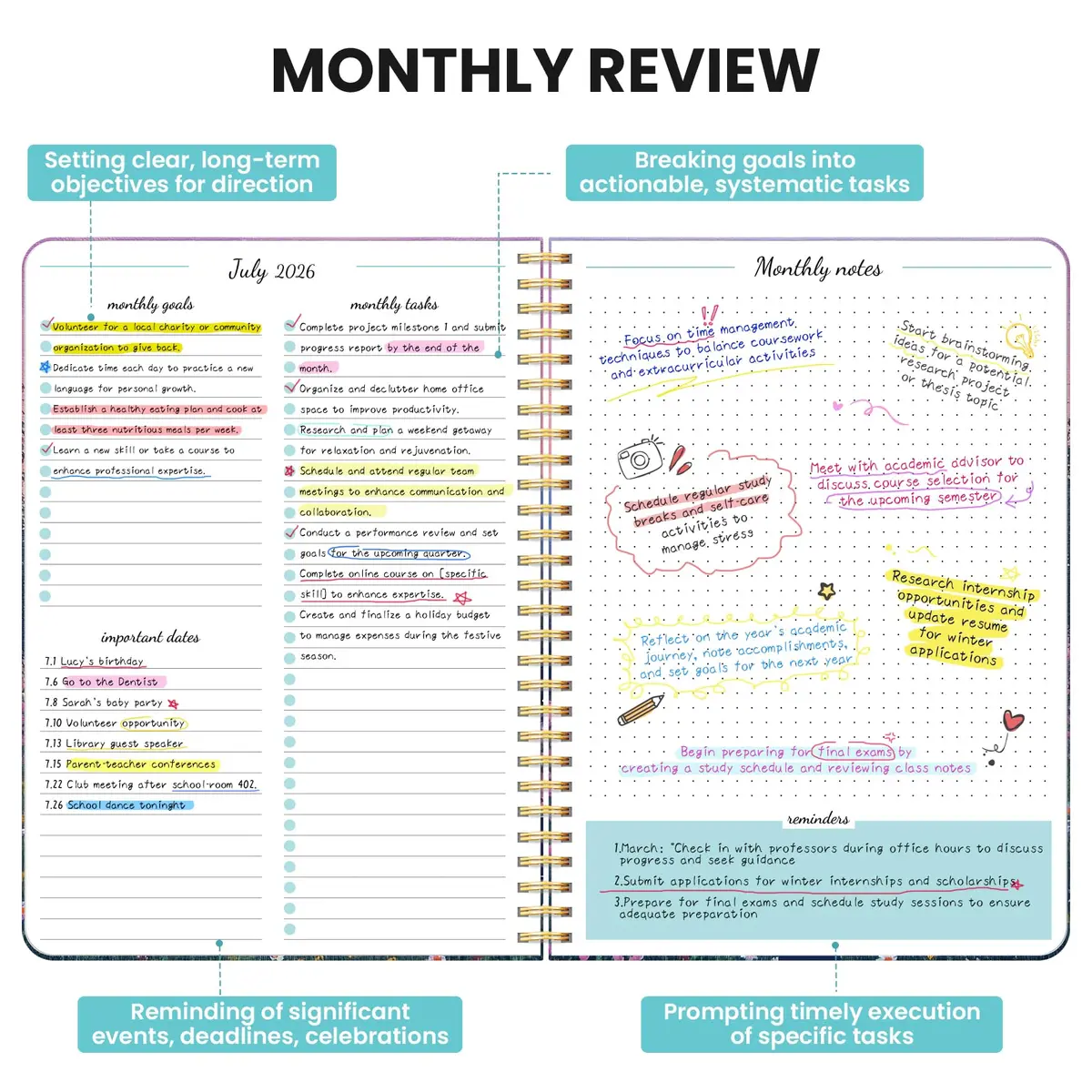 Taja Monthly Planner 2026-2027, 18-Month Aesthetic Calendar, Jul 2026-Dec 2027, 25cm x 18cm (10" x 7") | Planner for Students, Professionals, and Homemakers - view 3