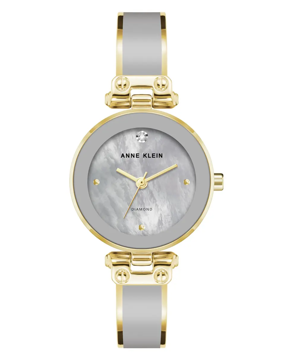 Anne Klein Women's Genuine Diamond Dial Bangle Watch | Classic 28mm Round Face, Mother-of-Pearl Dial, 100ft Water Resistance - main product image
