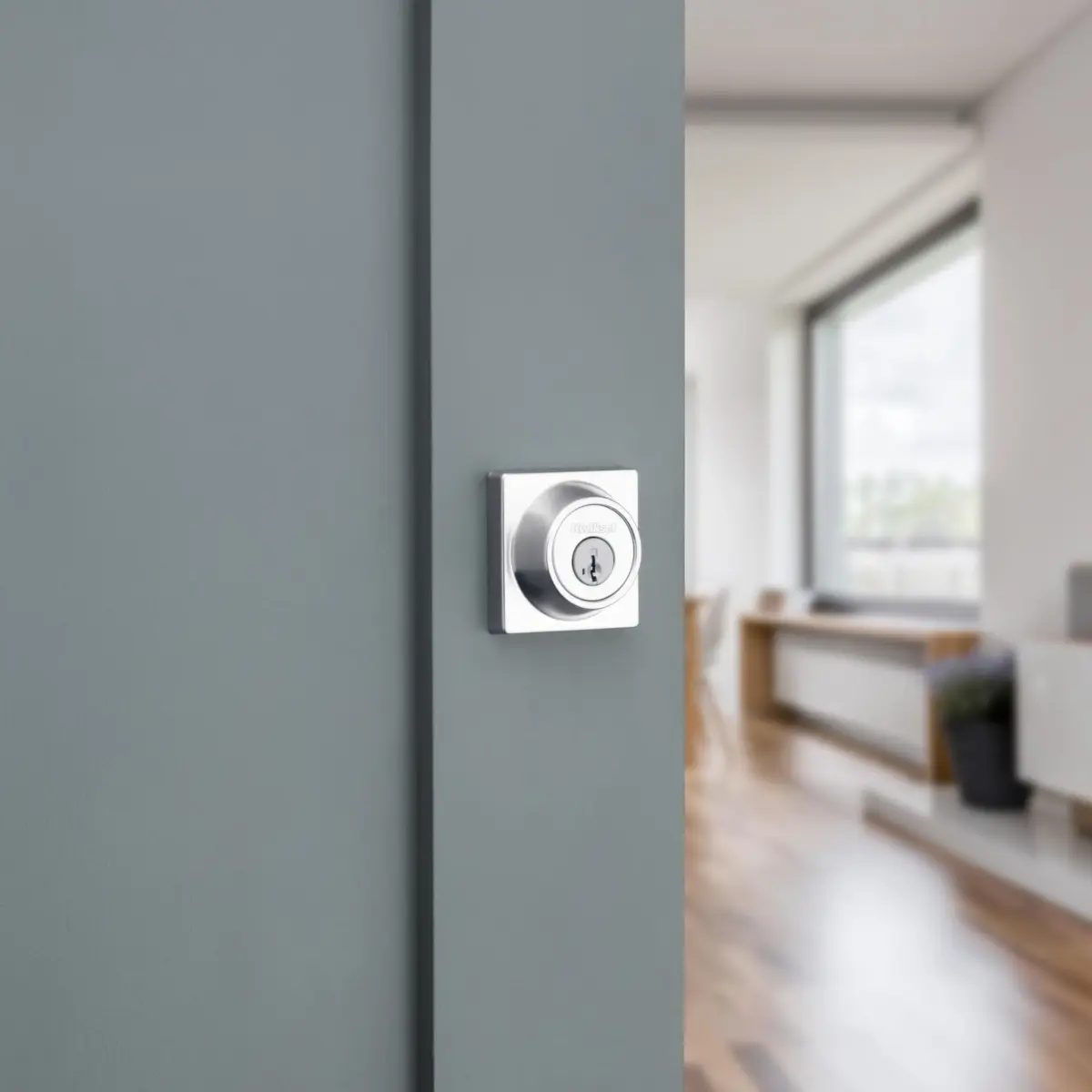Kwikset 660 Series Entry Handleset with SmartKey Deadbolt, Satin Chrome | Traditional Style - view 2