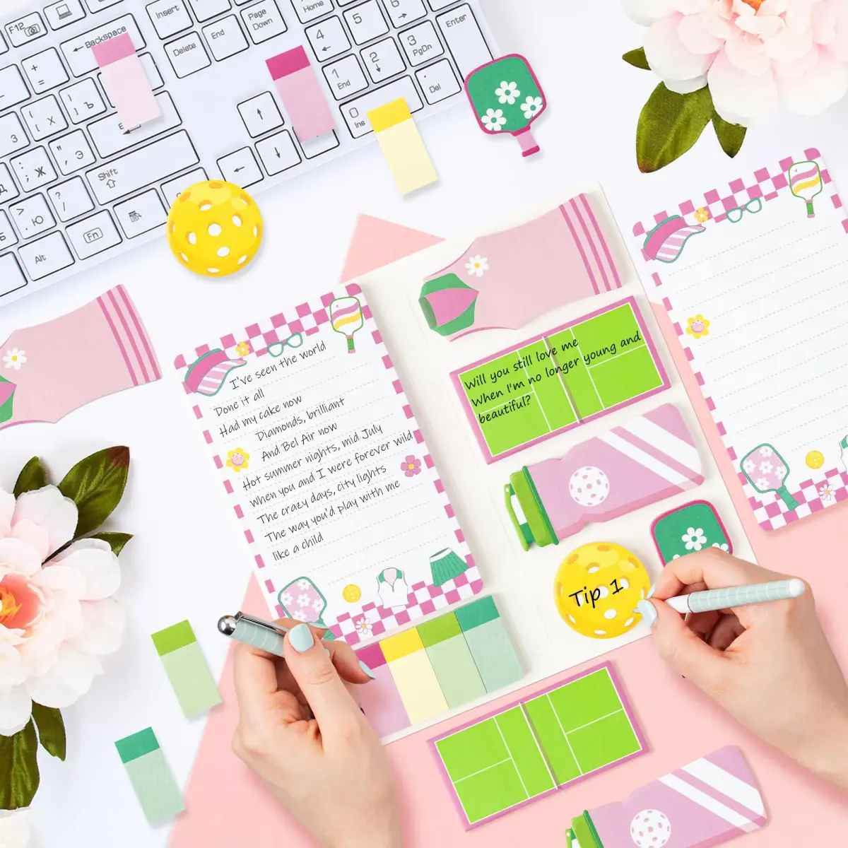 Xqumoi Pink Pickleball Sticky Notes Set (550 Sheets) | Cute Sports Memo Pads for Students & Office - view 2