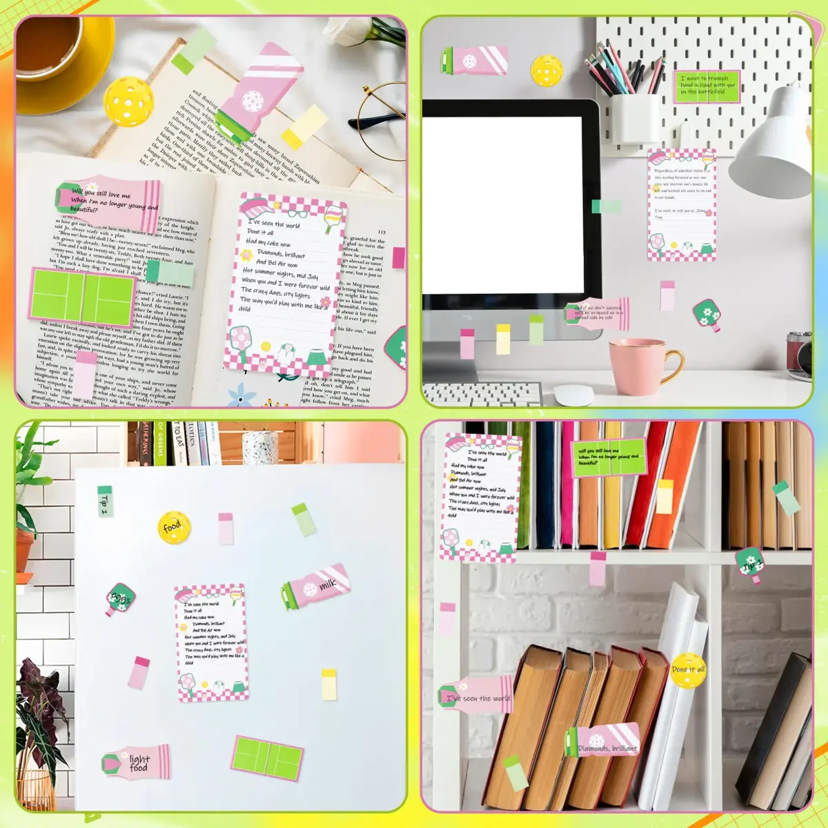 Xqumoi Pink Pickleball Sticky Notes Set (550 Sheets) | Cute Sports Memo Pads for Students & Office - view 5