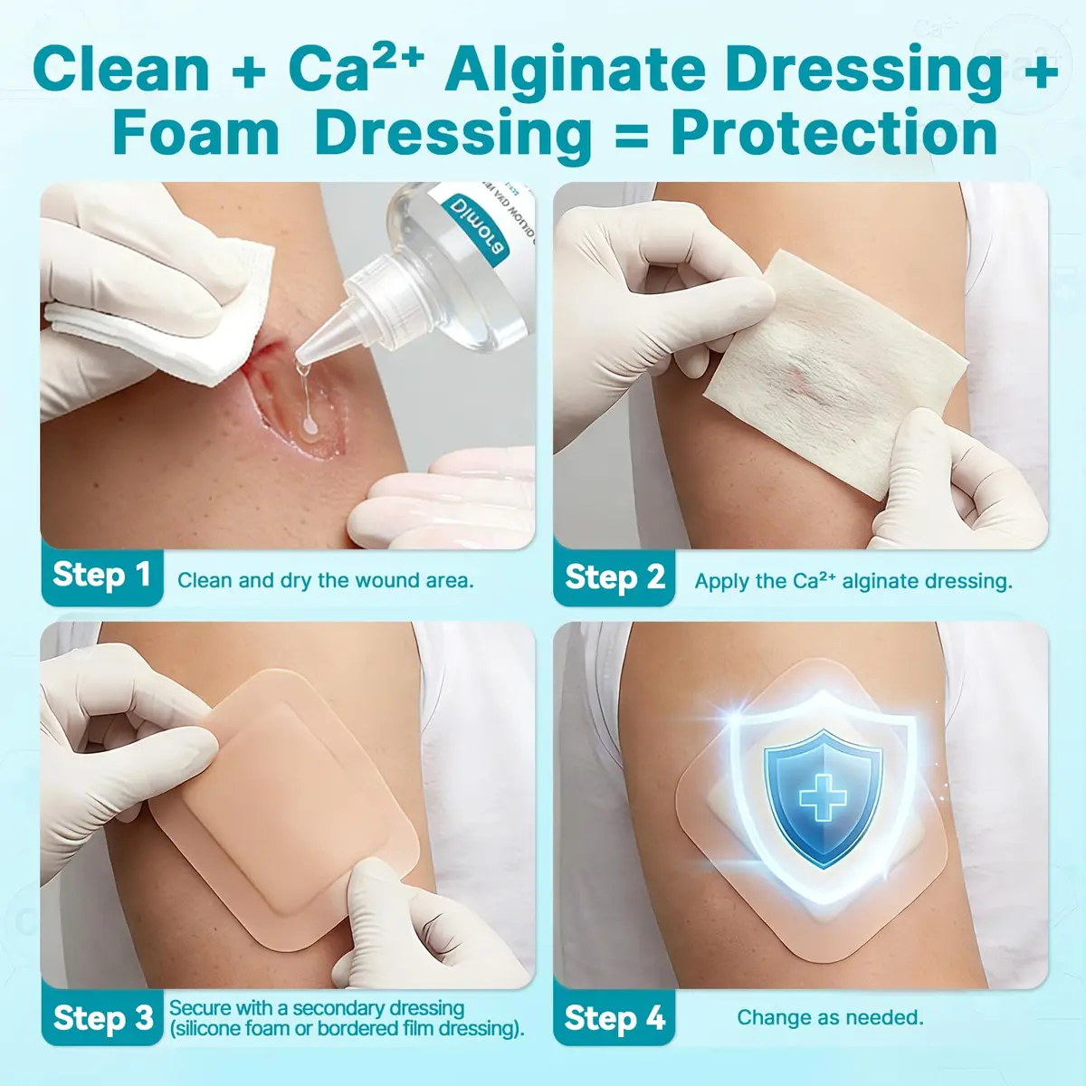 Dimora Calcium Alginate Wound Dressing 4'' x 4'' | Heavy Absorbent, Non-Stick, Sterile Gauze for Moderate to Heavy Exudate Wounds - view 7