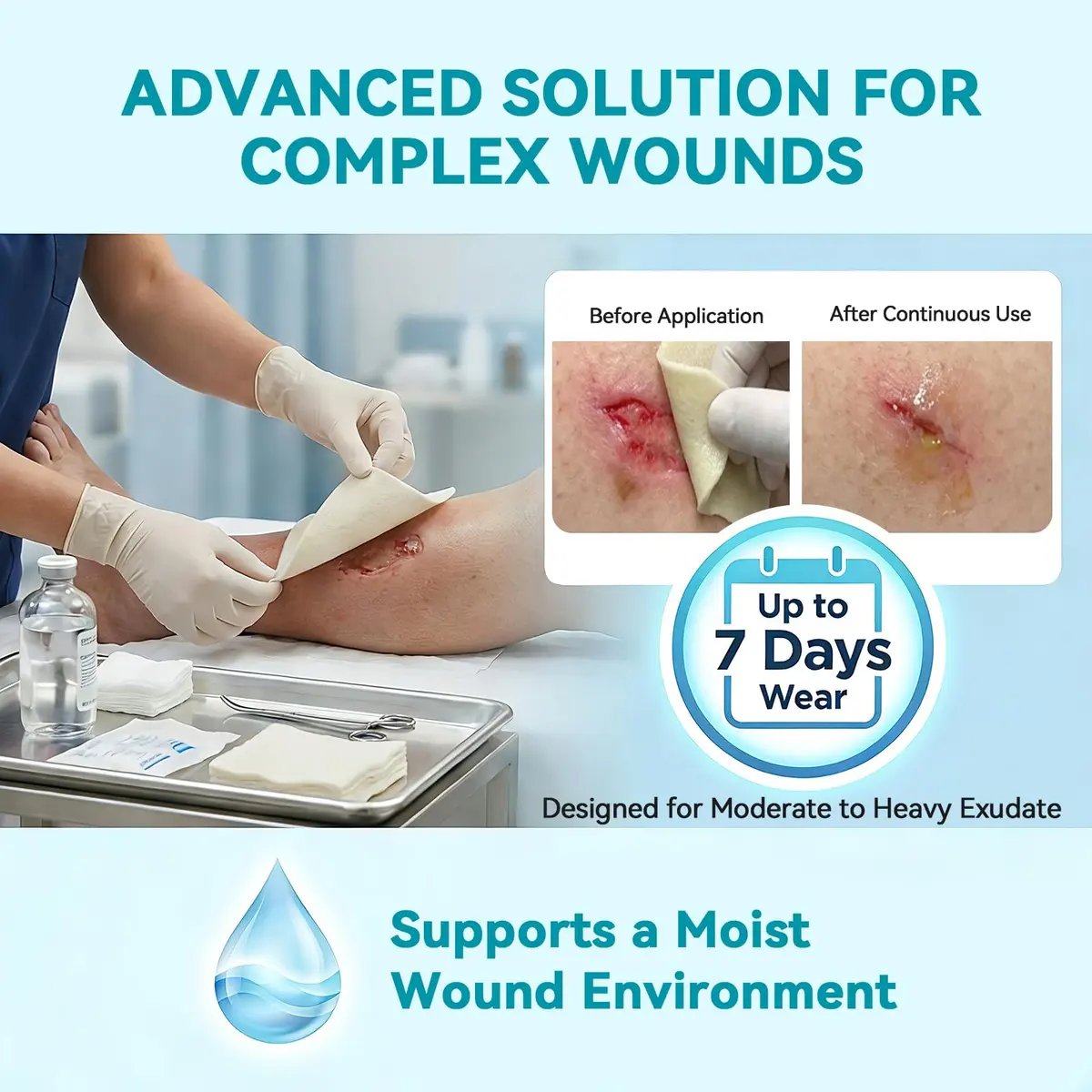 Dimora Calcium Alginate Wound Dressing 4'' x 4'' | Heavy Absorbent, Non-Stick, Sterile Gauze for Moderate to Heavy Exudate Wounds - view 3