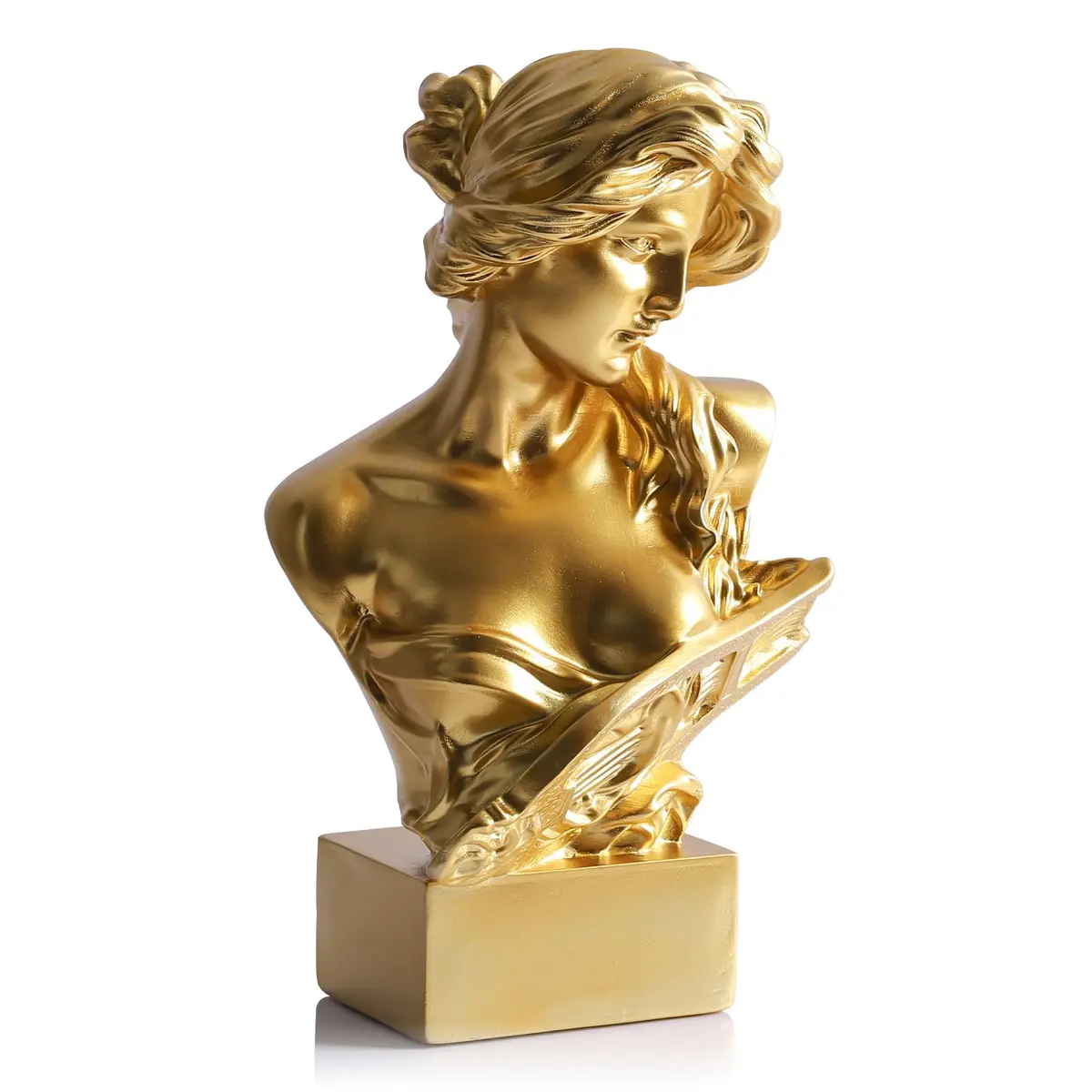 LCCCK Greek Mythology Bust Statue Decor 30cm (11.8") | Gold Goddess Figurine for Sketch Practice & Home - main product image