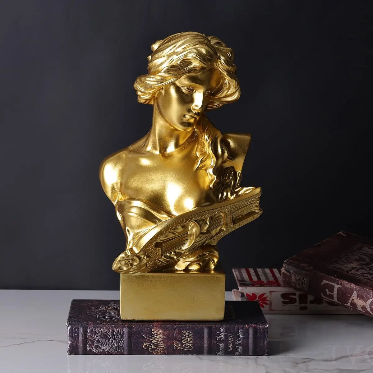 LCCCK Greek Mythology Bust Statue Decor 30cm (11.8") | Gold Goddess Figurine for Sketch Practice & Home - view 5