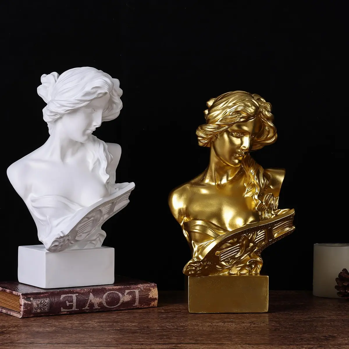 LCCCK Greek Mythology Bust Statue Decor 30cm (11.8") | Gold Goddess Figurine for Sketch Practice & Home - view 6