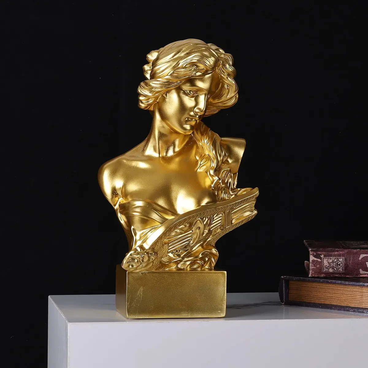 LCCCK Greek Mythology Bust Statue Decor 30cm (11.8") | Gold Goddess Figurine for Sketch Practice & Home - view 4