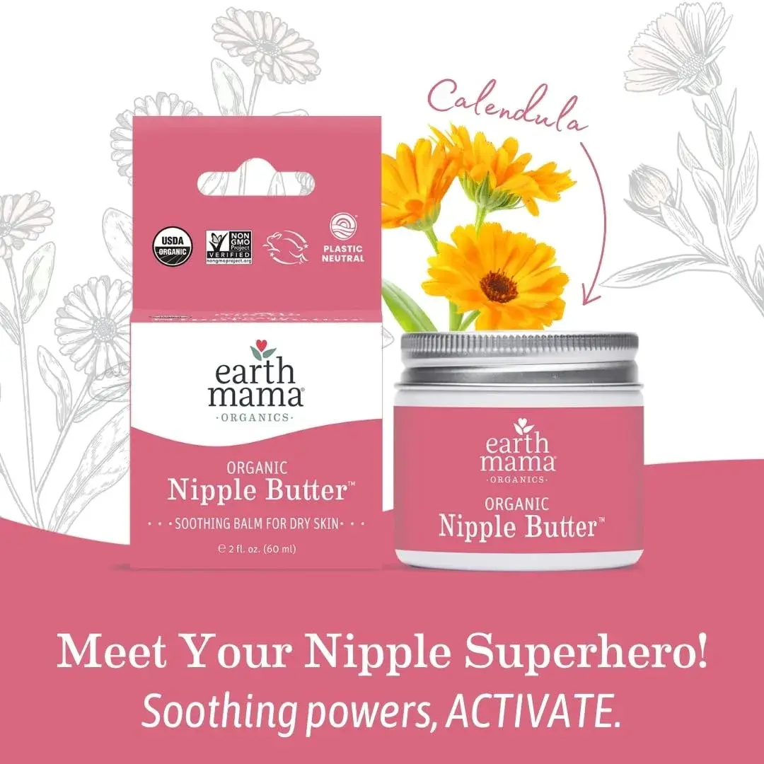 Earth Mama Organic Nipple Butter™ Cream 2 Fl Oz (96 Count) | USDA Organic, Lanolin-Free, Safe for Breastfeeding - view 6