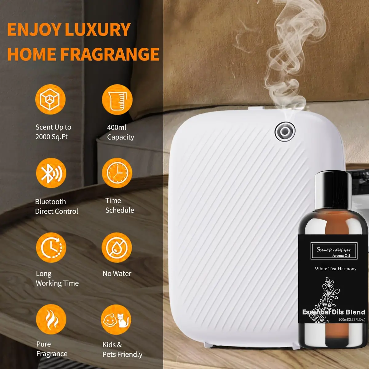 homnas Smart Waterless Essential Oil Diffuser 400ML | Large Room & Commercial Use - view 2
