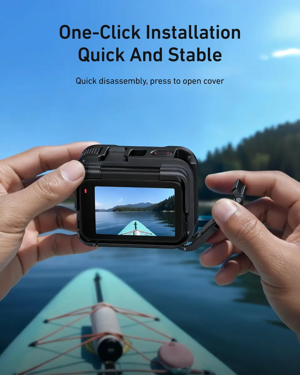 TELESIN Aluminum Alloy Protective Frame Case for Insta 360 Ace Pro 2 | Quick-Release Metal Cage with 1/4" Screw & Cold Shoe - view 5