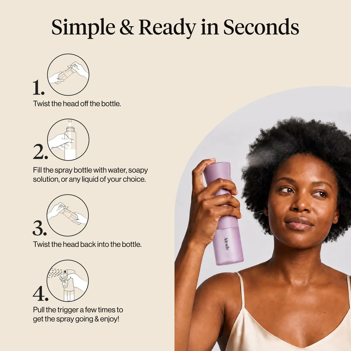 Kitsch Continuous Spray Bottle for Hair – Sheer Violet, 150ml (5.1 oz) | Ultra-Fine Mist for Effortless Styling - view 7