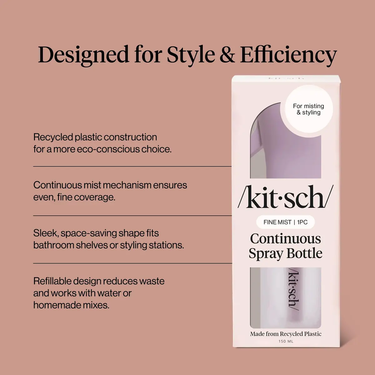 Kitsch Continuous Spray Bottle for Hair – Sheer Violet, 150ml (5.1 oz) | Ultra-Fine Mist for Effortless Styling - view 3