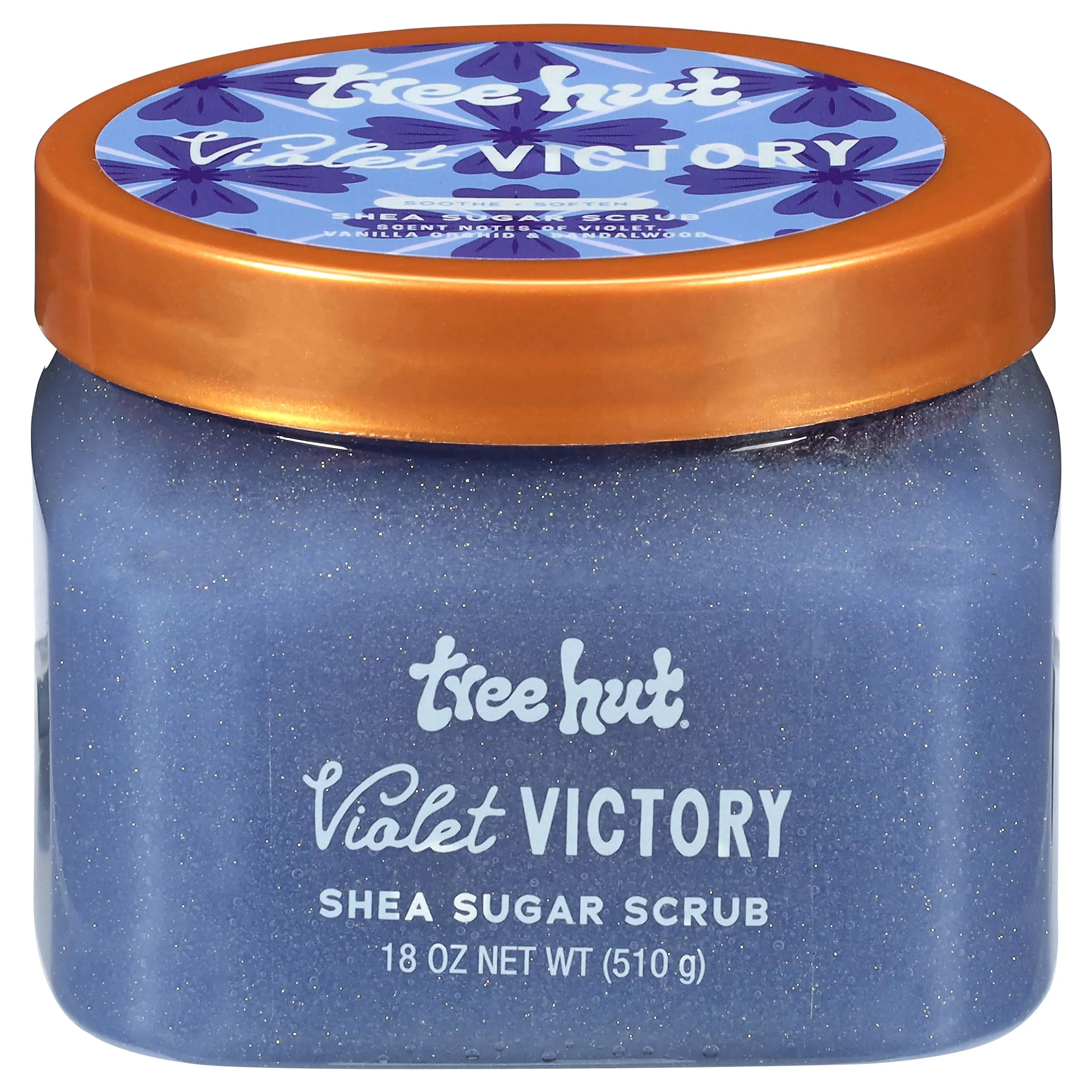 Tree Hut Violet Victory Shea Sugar Body Scrub, Exfoliating & Hydrating Sugar Scrub with Shea Butter & Essential Oils, Smooth Skin, Body Exfoliator For All Skin Types, Self Care Gifts for Women, Vegan, 18 Oz - main product image
