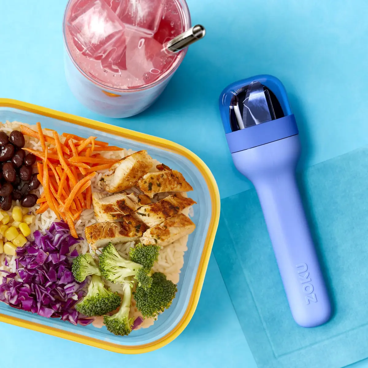 Zoku Pocket Utensil Set Stainless Steel Fork, Knife, and Spoon in Case Blue | Durable Food Grade 18/8 Stainless Steel - view 2