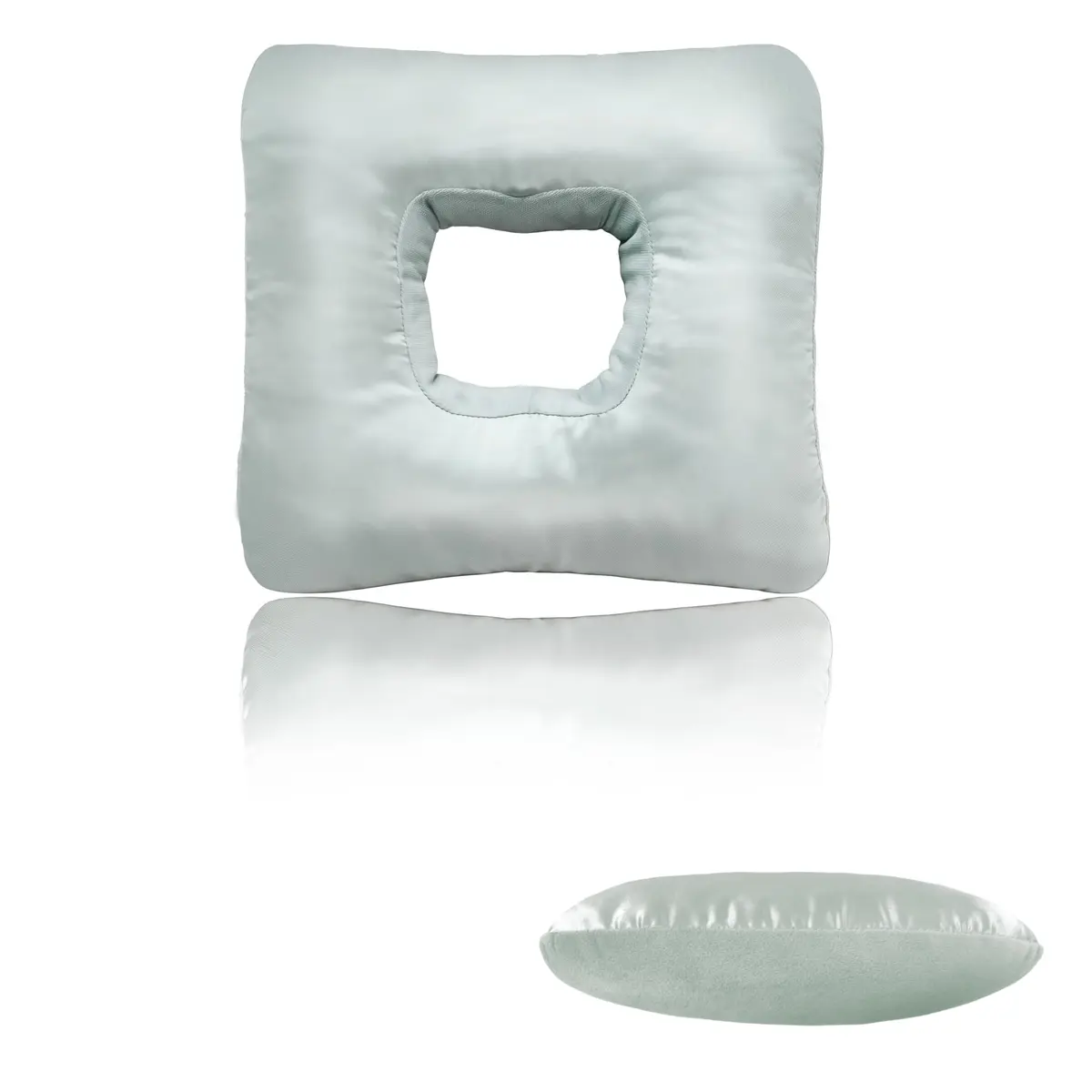 Yuibthr Ear Piercing Pillow for Side Sleepers with Ear-Shaped Hole | Reversible Satin & Cotton, Washable, Adjustable (Square) - main product image