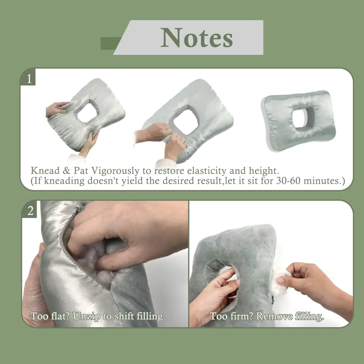 Yuibthr Ear Piercing Pillow for Side Sleepers with Ear-Shaped Hole | Reversible Satin & Cotton, Washable, Adjustable (Square) - view 6