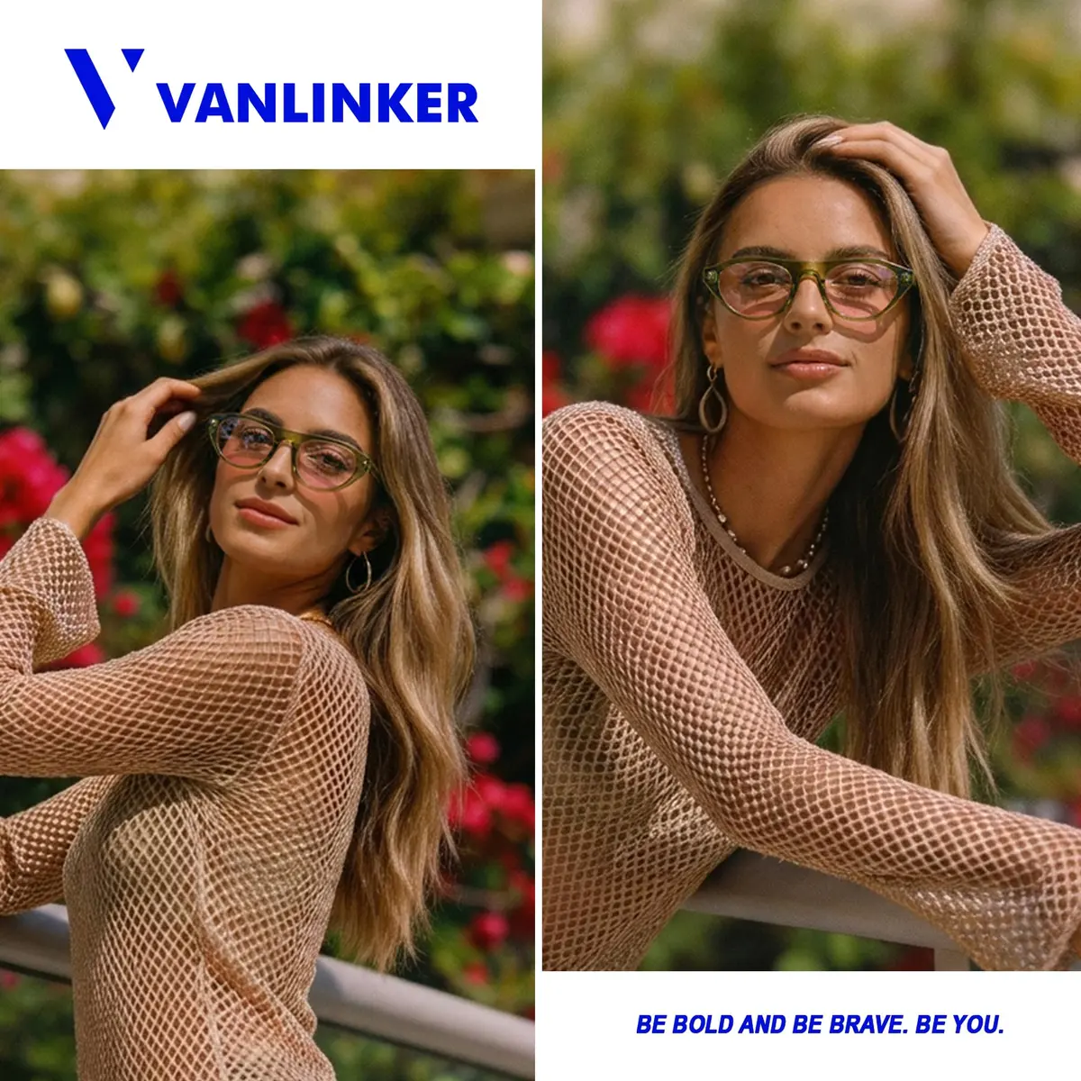VANLINKER Retro Small Oval Cateye Sunglasses for Women Men VL9915 | UV400 Protection, Unisex Style - view 2