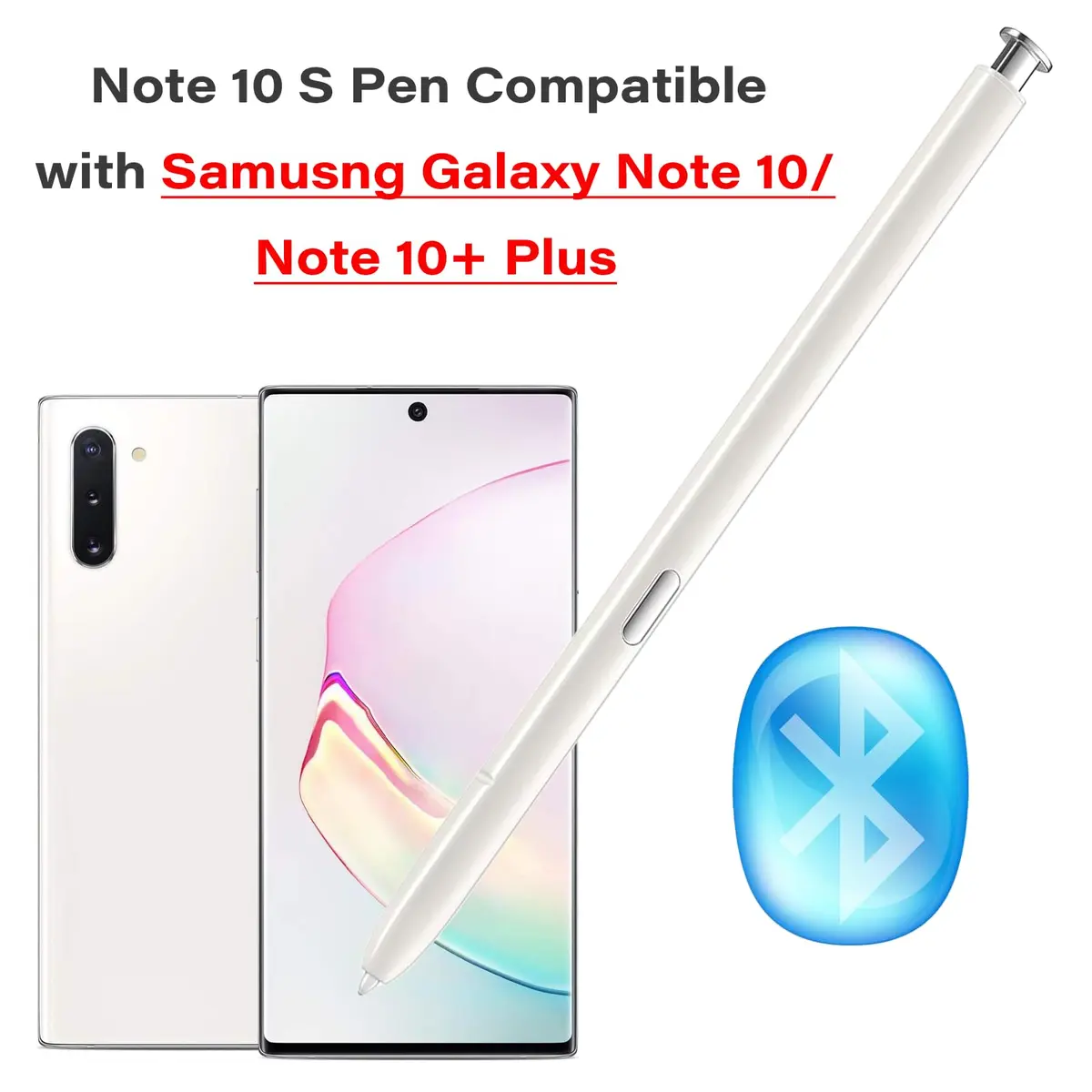 LiXiongBao White S Pen Replacement for Samsung Galaxy Note 10/10+ Stylus with Bluetooth, 4096 Pressure Sensitivity - view 2