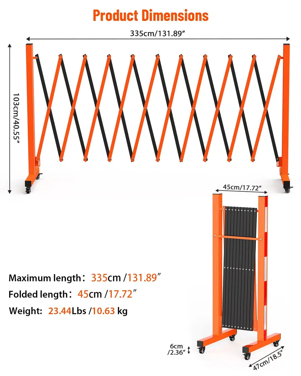 PhoenixCrest 11 ft Expandable Barricade Gate | Heavy-Duty Steel Crowd Control Barrier with 4 Locking Wheels - view 6