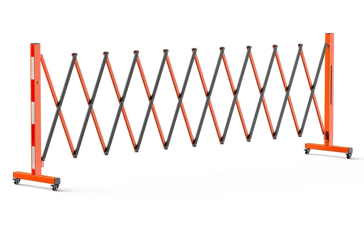 PhoenixCrest 11 ft Expandable Barricade Gate | Heavy-Duty Steel Crowd Control Barrier with 4 Locking Wheels - view 7