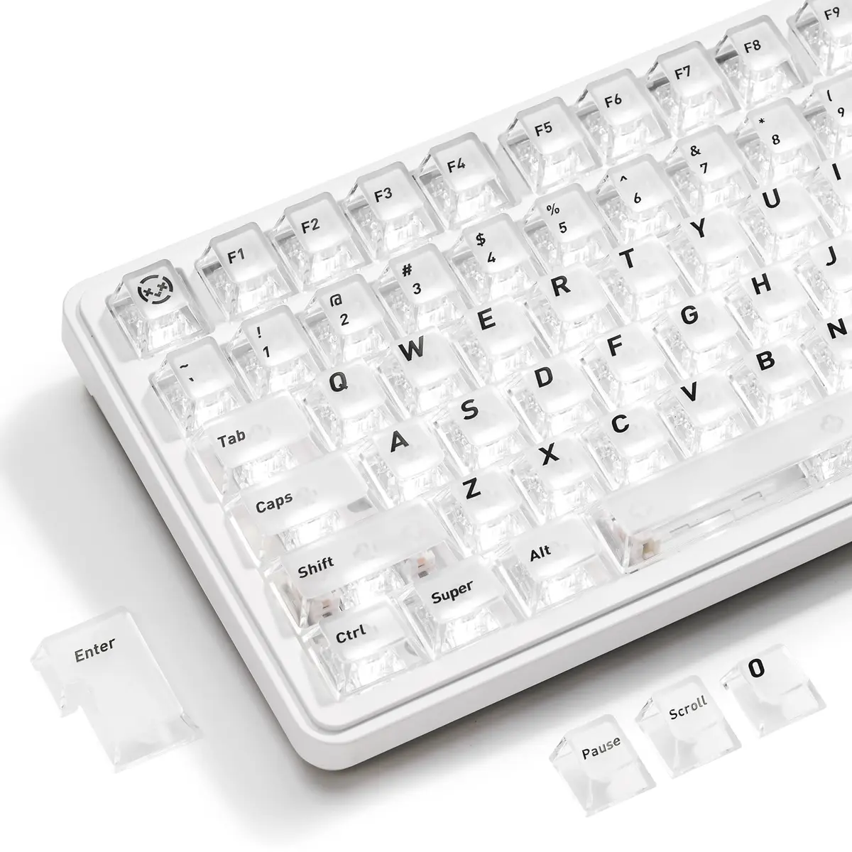 HITIME XVX White Clear Keycaps 119 Keys | Hybrid Transparent Design, Cherry Profile, PC Material, RGB Compatibility - main product image