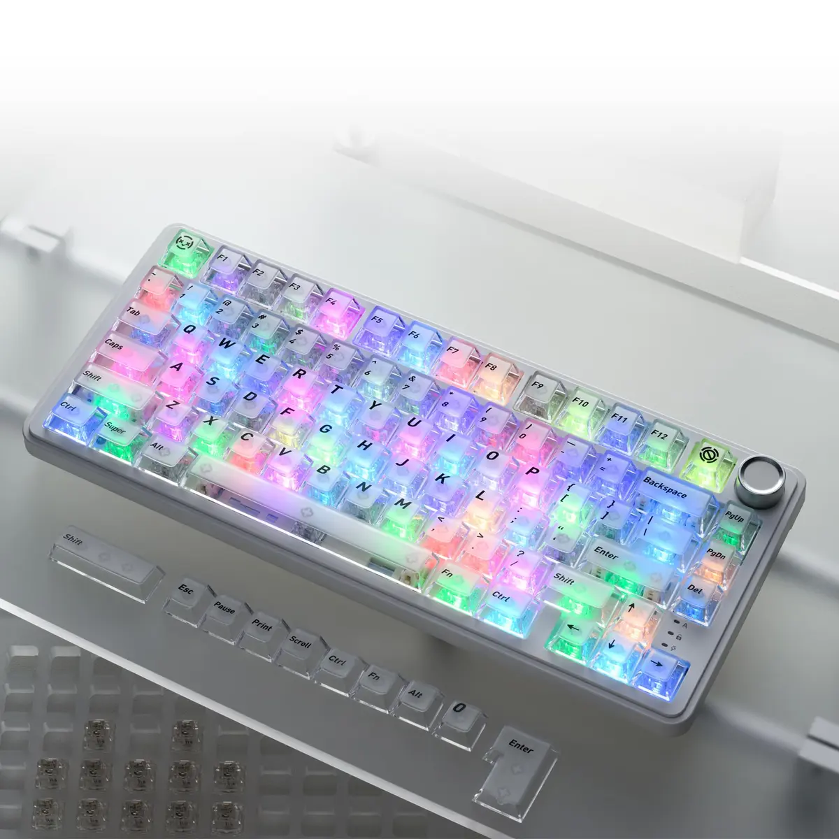 HITIME XVX White Clear Keycaps 119 Keys | Hybrid Transparent Design, Cherry Profile, PC Material, RGB Compatibility - view 2