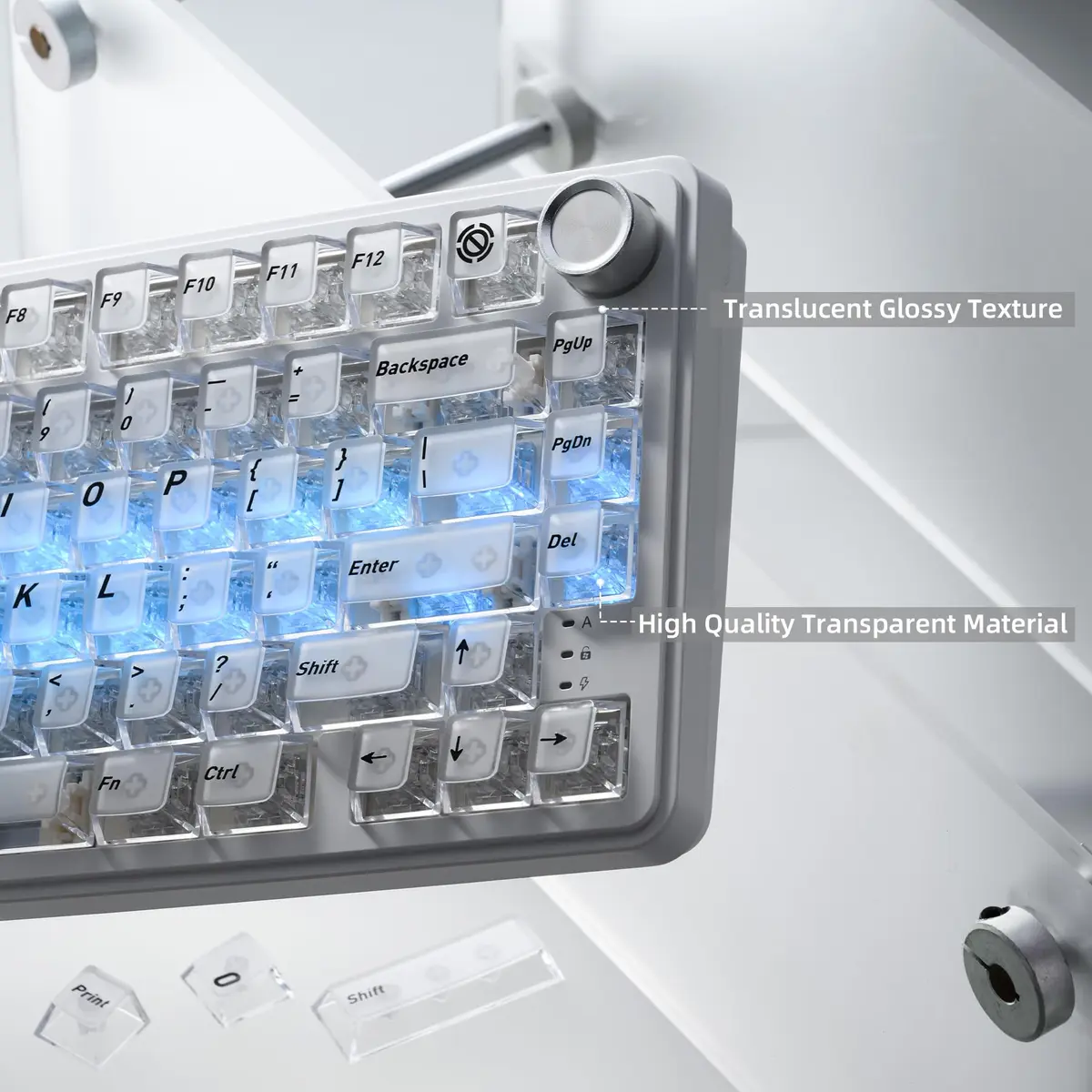HITIME XVX White Clear Keycaps 119 Keys | Hybrid Transparent Design, Cherry Profile, PC Material, RGB Compatibility - view 3