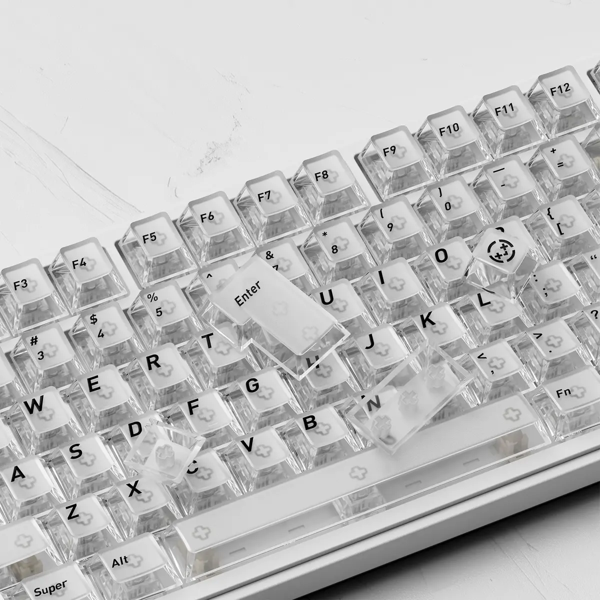 HITIME XVX White Clear Keycaps 119 Keys | Hybrid Transparent Design, Cherry Profile, PC Material, RGB Compatibility - view 4