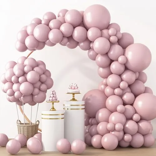 rubfac Dusty Pink Balloons 129pcs Assorted Sizes (18, 12, 10, 5 Inch) | Boho Blush Pink Balloon Garland Arch Kit for Parties - main product image