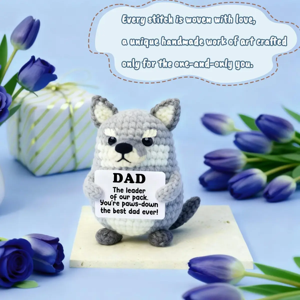 WEYON Handmade Crochet Wolf Plush Gift for Dad | 2-3 inches (5-7.6 cm) - view 7