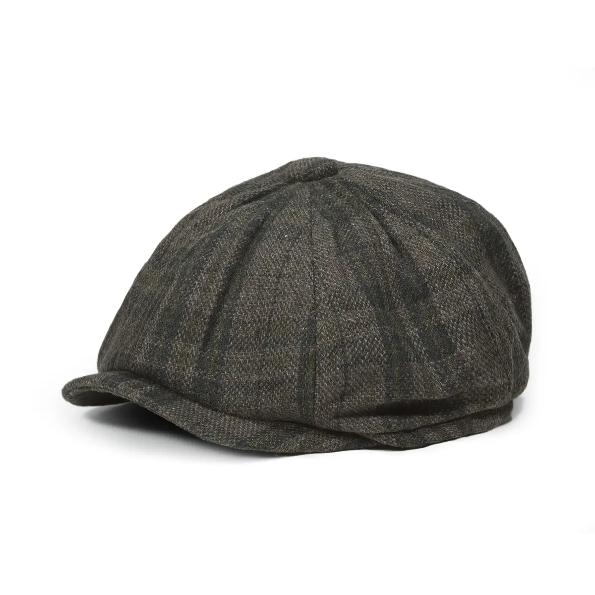 Croogo Plaid Newsboy Cap Classic Vintage Flat Cap Gatsby Ivy Golf Cabbie Hat Winter Beret Caps,GrayGreen-NB25Q12 | Unisex Vintage Style - main product image