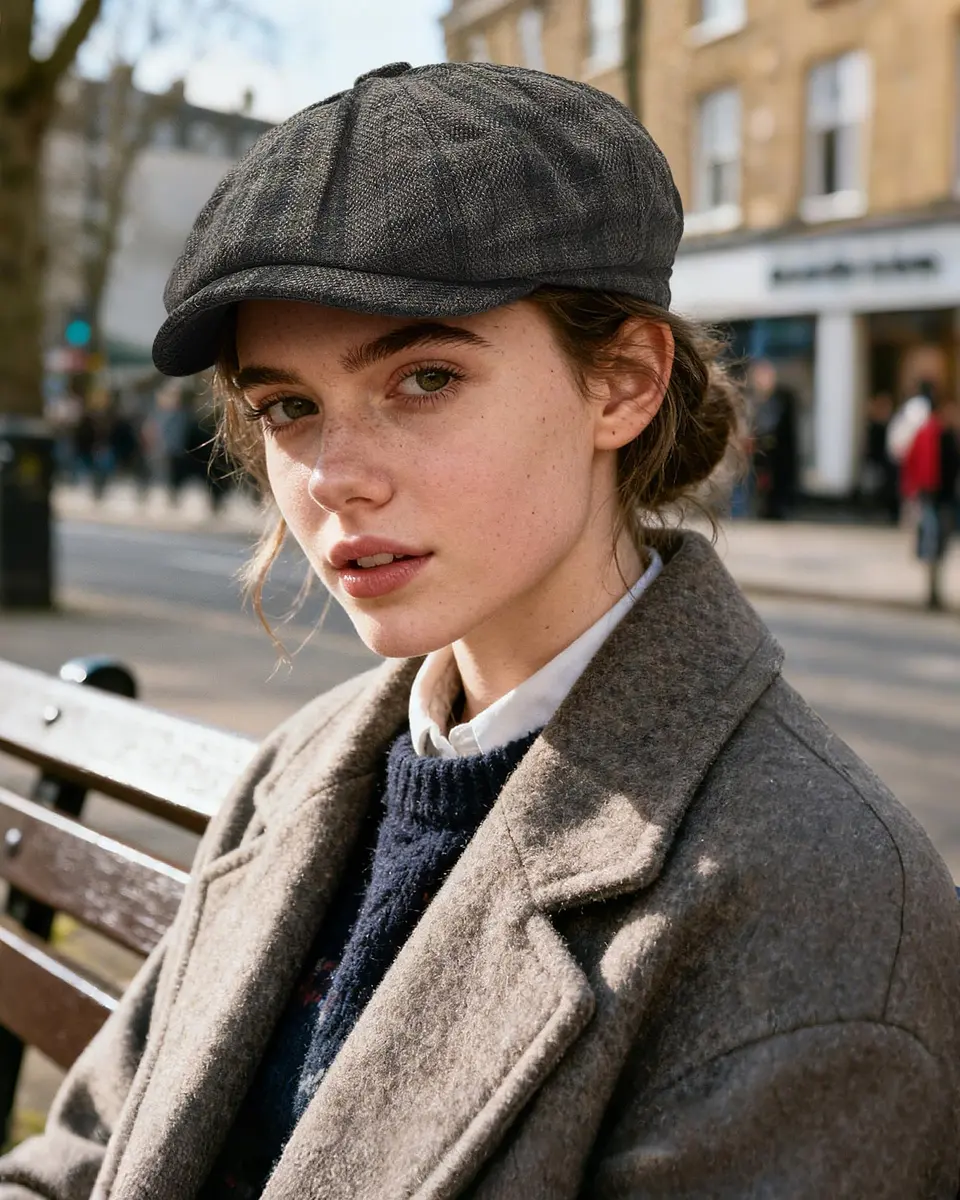 Croogo Plaid Newsboy Cap Classic Vintage Flat Cap Gatsby Ivy Golf Cabbie Hat Winter Beret Caps,GrayGreen-NB25Q12 | Unisex Vintage Style - view 2