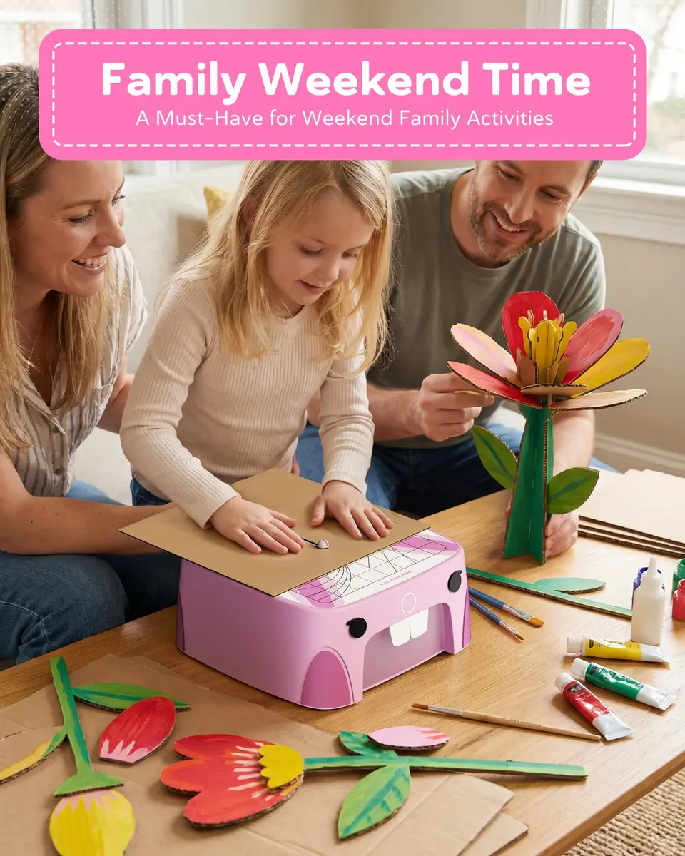 BEAVERBOT C2 Upgraded Cardboard Cutter for Kids, Pink | Dual Speed Rabbit Craft Tool for Ages 5+ - view 5