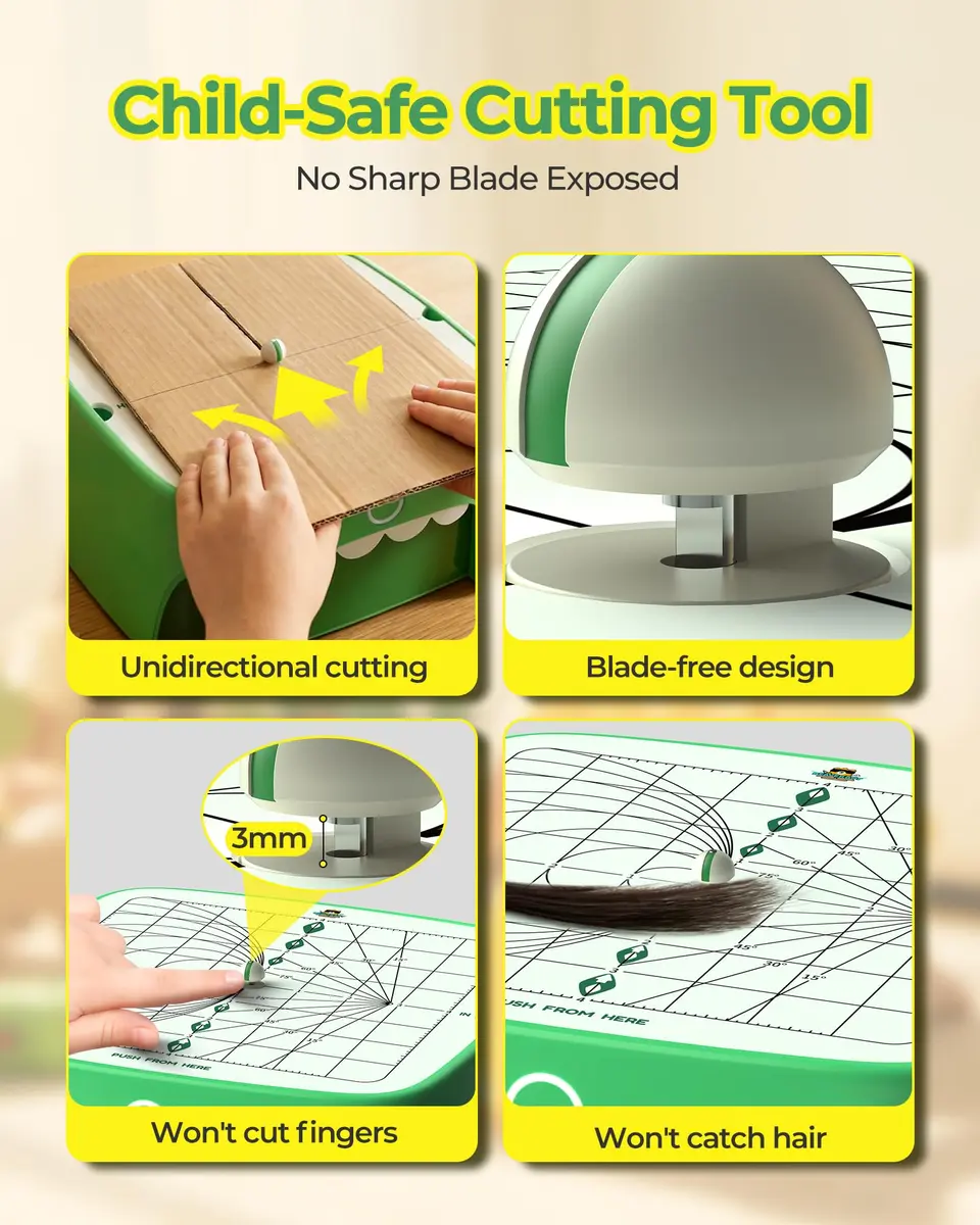 BEAVERBOT C2 Upgraded Cardboard Cutter for Kids, Dual Speed Dinosaur, Green | Safe bladeless design for precise craft cuts - view 5