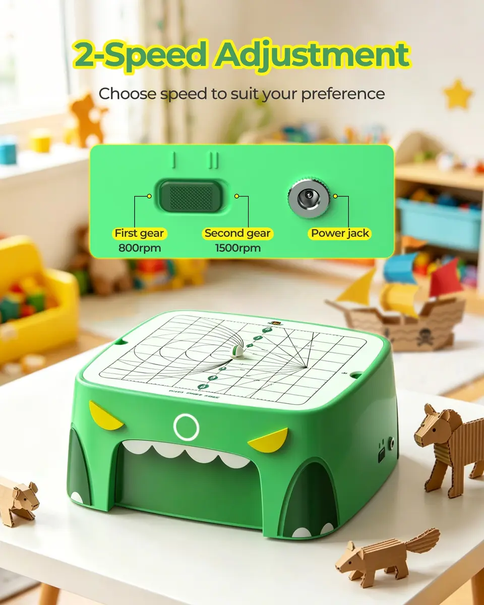 BEAVERBOT C2 Upgraded Cardboard Cutter for Kids, Dual Speed Dinosaur, Green | Safe bladeless design for precise craft cuts - view 8