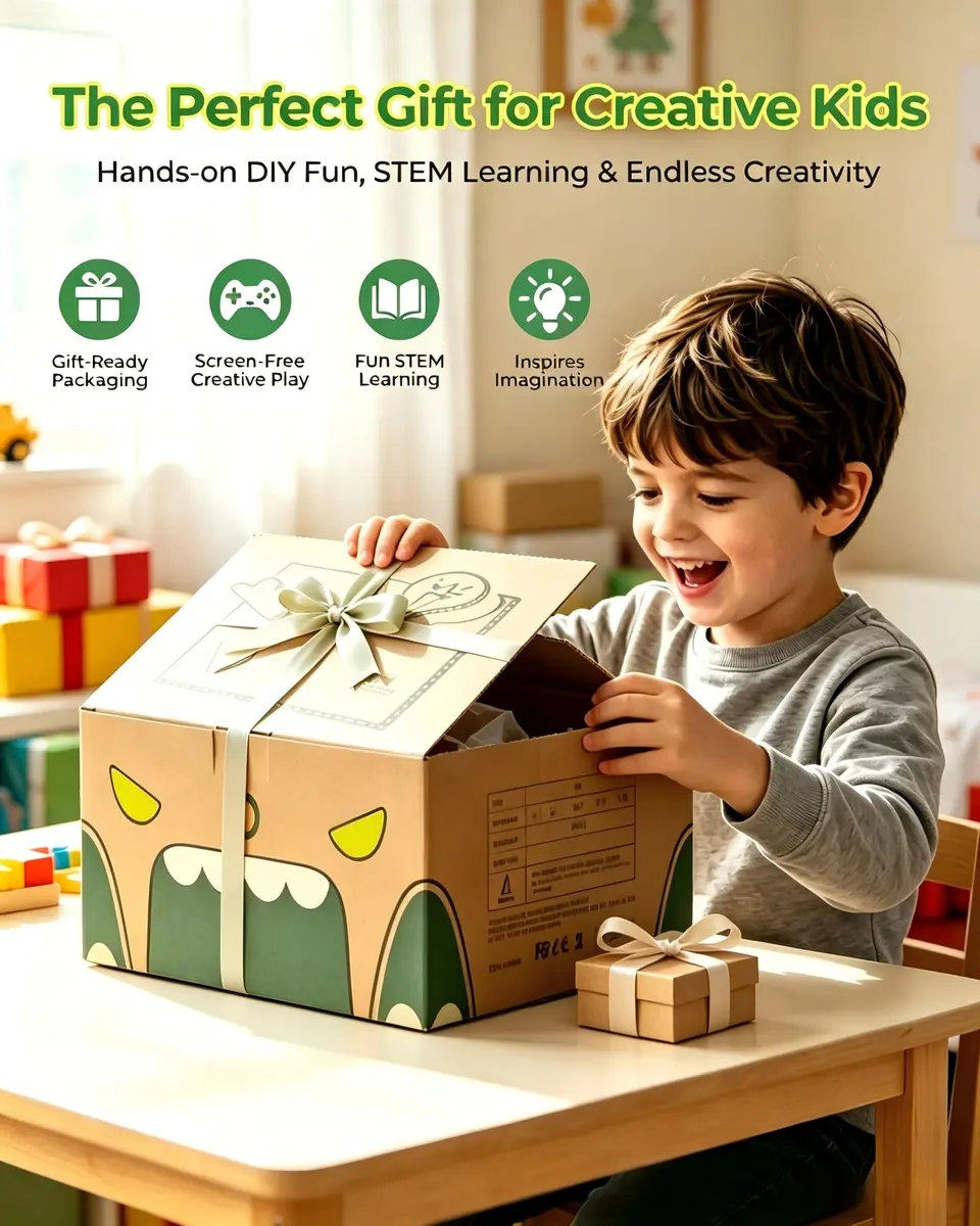 BEAVERBOT C2 Upgraded Cardboard Cutter for Kids, Dual Speed Dinosaur, Green | Safe bladeless design for precise craft cuts - view 3