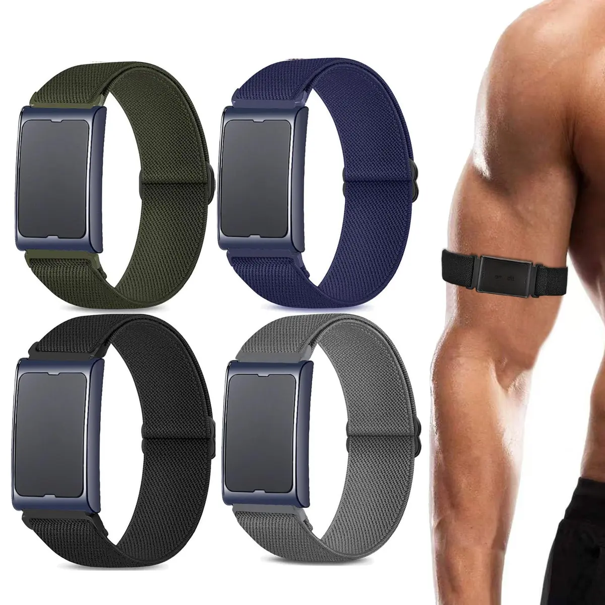 CUNUJIX 4 Pack Stretchy Watch Bands for Amazfit Helio Strap 22mm | Nylon Elastic Sport Bands - main product image
