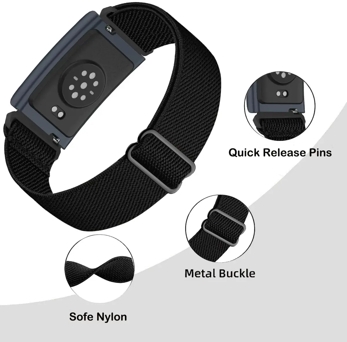 CUNUJIX 4 Pack Stretchy Watch Bands for Amazfit Helio Strap 22mm | Nylon Elastic Sport Bands - view 3