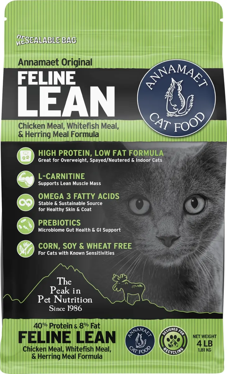 Annamaet Original Feline Lean Dry Cat Food 4-lb Bag | Supports Lean Mass & Weight Control - main product image