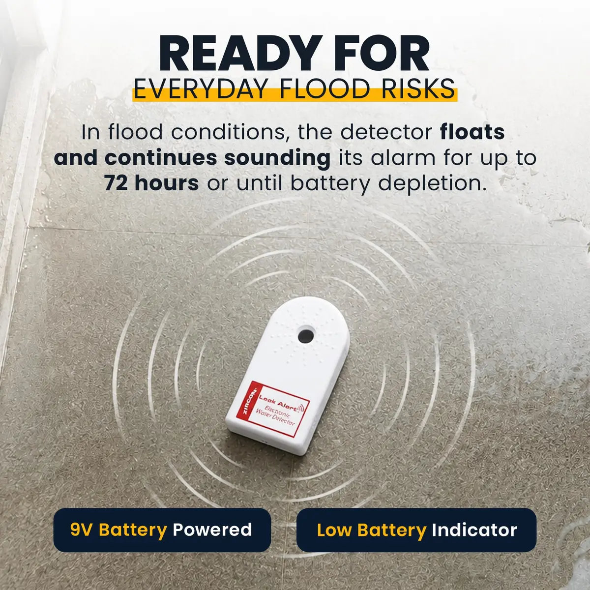 Zircon Leak Alert™ Water Leak Detector 3 Pack | Loud 90 dB Water Alarm for Home & Basement - view 5