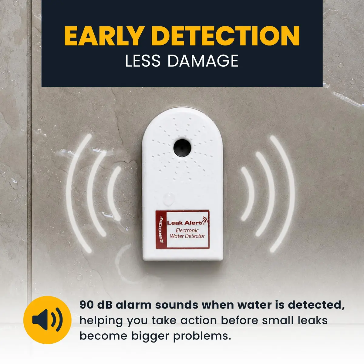 Zircon Leak Alert™ Water Leak Detector 3 Pack | Loud 90 dB Water Alarm for Home & Basement - view 3