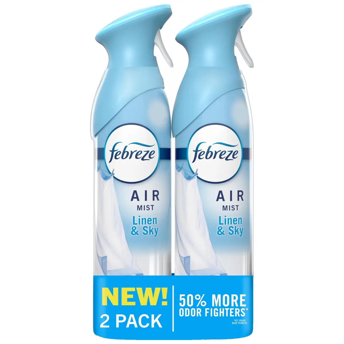 Febreze Air Mist Air Freshener Spray Linen & Sky Scent 473ml (16.2oz) Pack of 2 | Fights Odors for 6 Hours - main product image