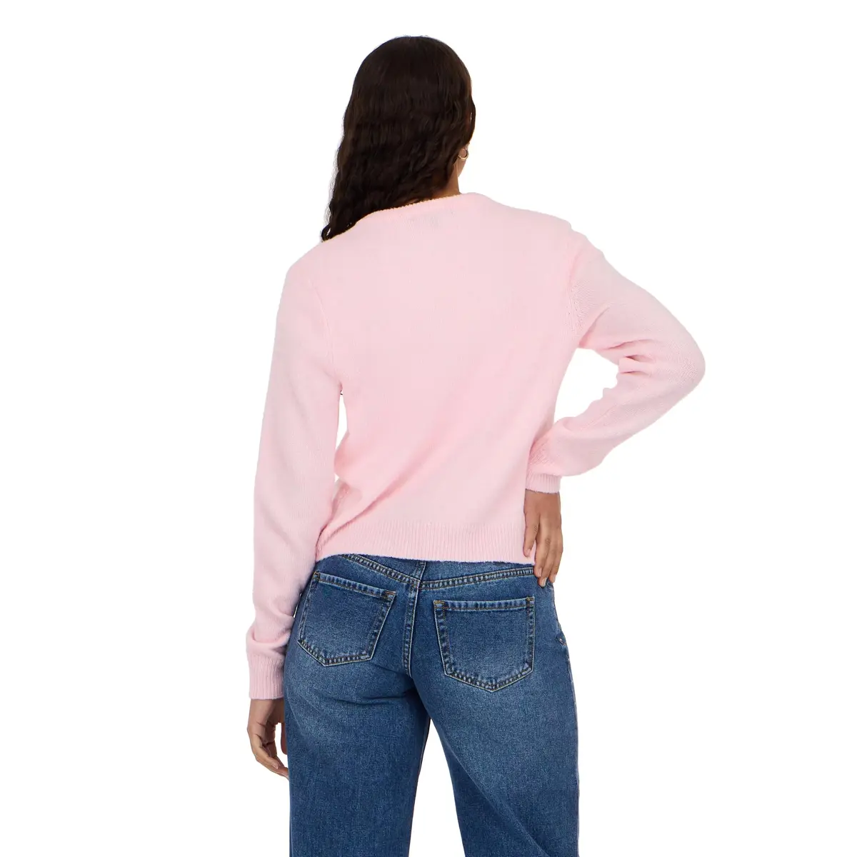 Forever 21 Women’s Cardigan Sweater – Soft Knit Long Sleeve Button Front Layer for Casual Wear, Pink Large - view 4
