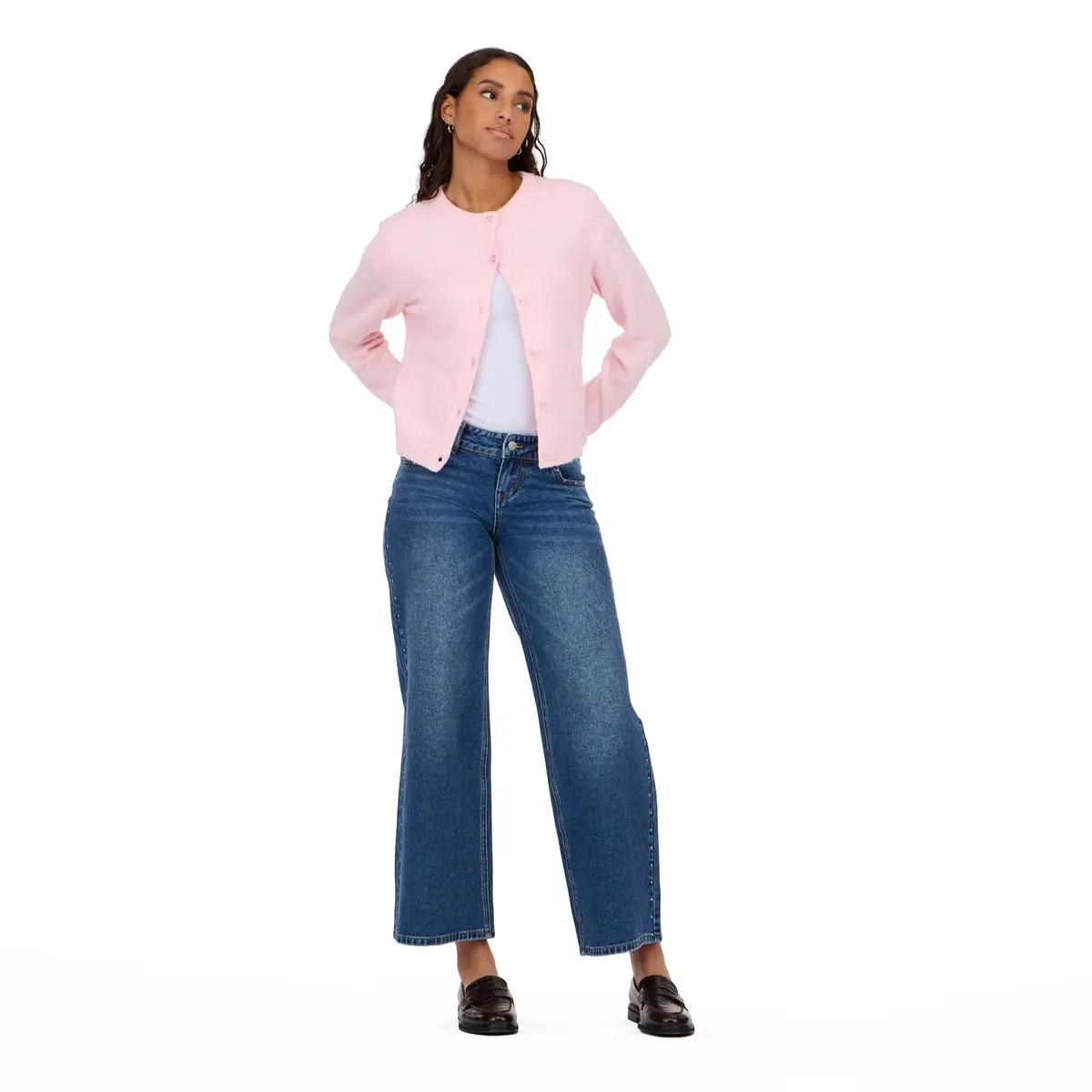 Forever 21 Women’s Cardigan Sweater – Soft Knit Long Sleeve Button Front Layer for Casual Wear, Pink Large - view 2