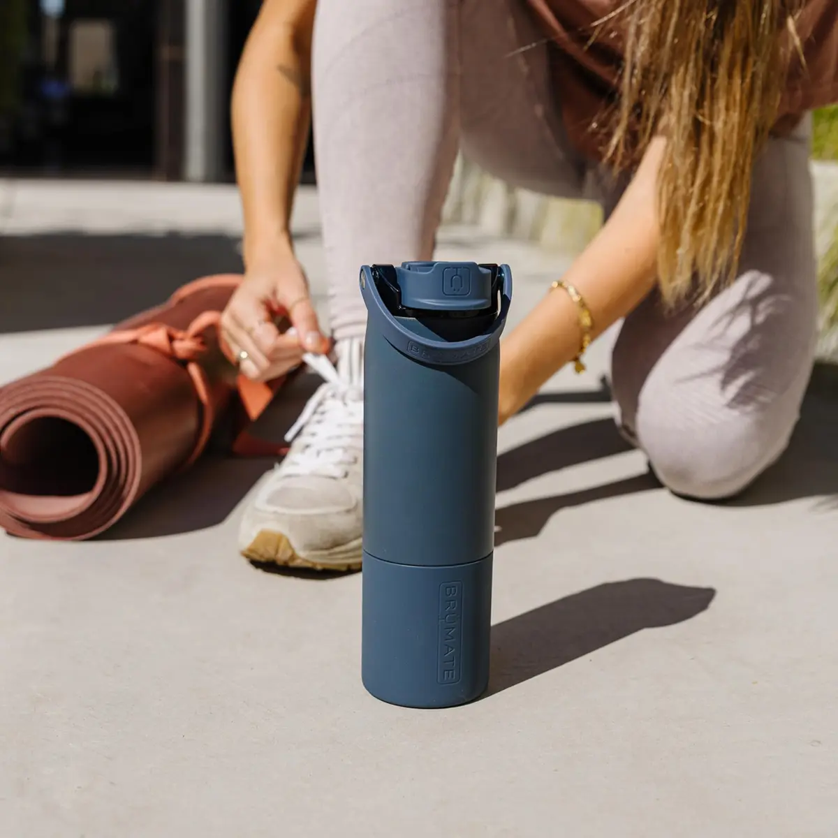 BrüMate Rise 35oz Water Bottle With Leakproof Covered Silicone Straw | Insulated Stainless Steel, Blue Agave - view 4