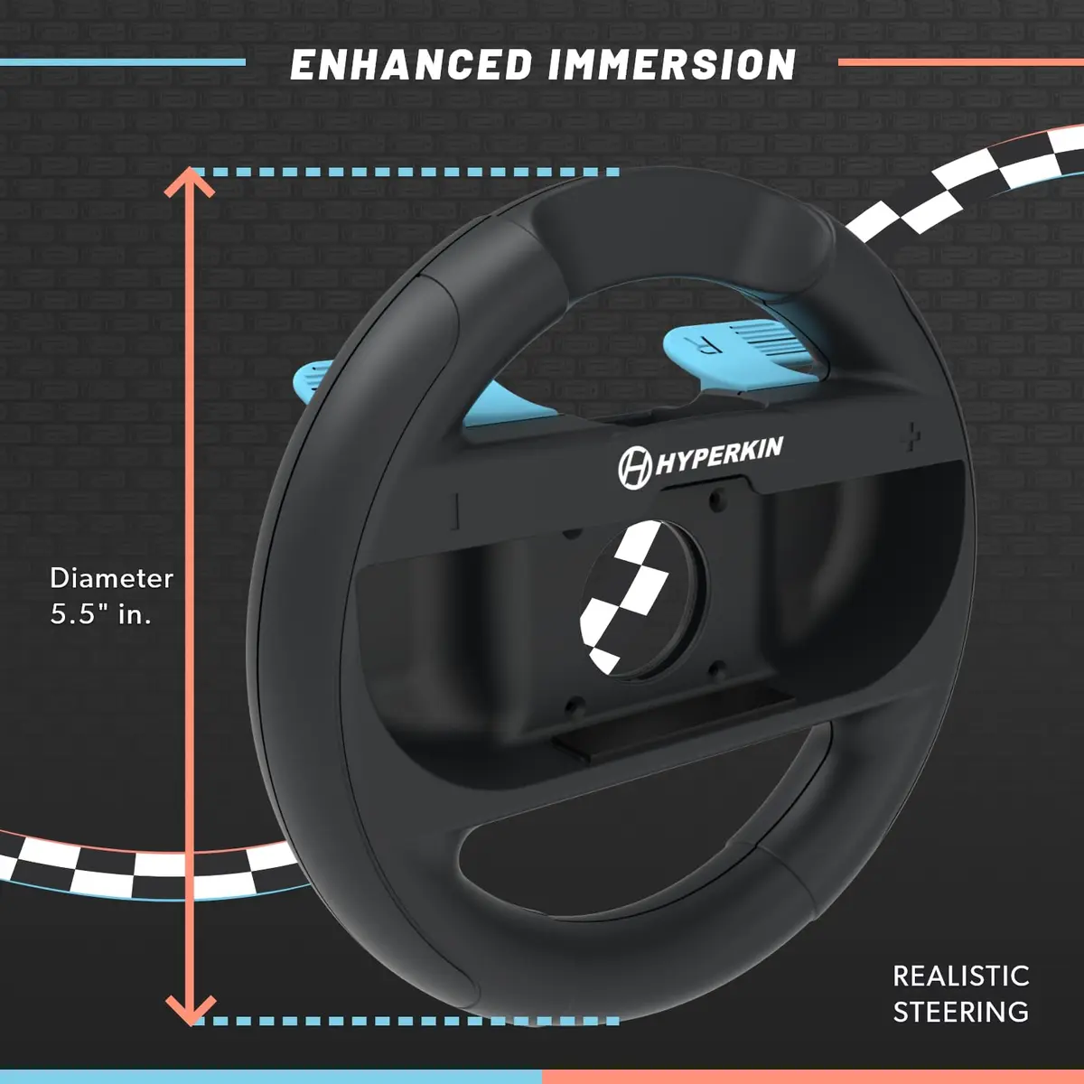 Hyperkin Joy-Ride Racing Wheel (2 Pack) for Nintendo Switch | Orange & Blue Wheels, Ergonomic Grip, Compatible with Joy-Con & Switch 2 - view 3