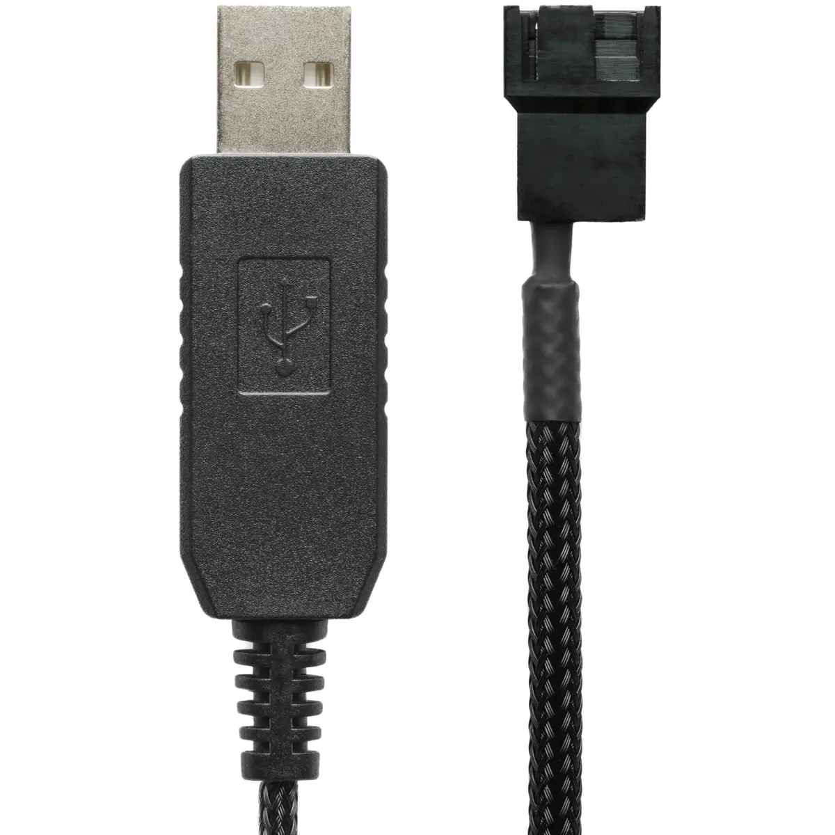 CRJ 12V Step-Up USB Fan Power Adapter Cable 12-inch Black Sleeved | Full Fan Speed for 3/4-Pin Fans - main product image
