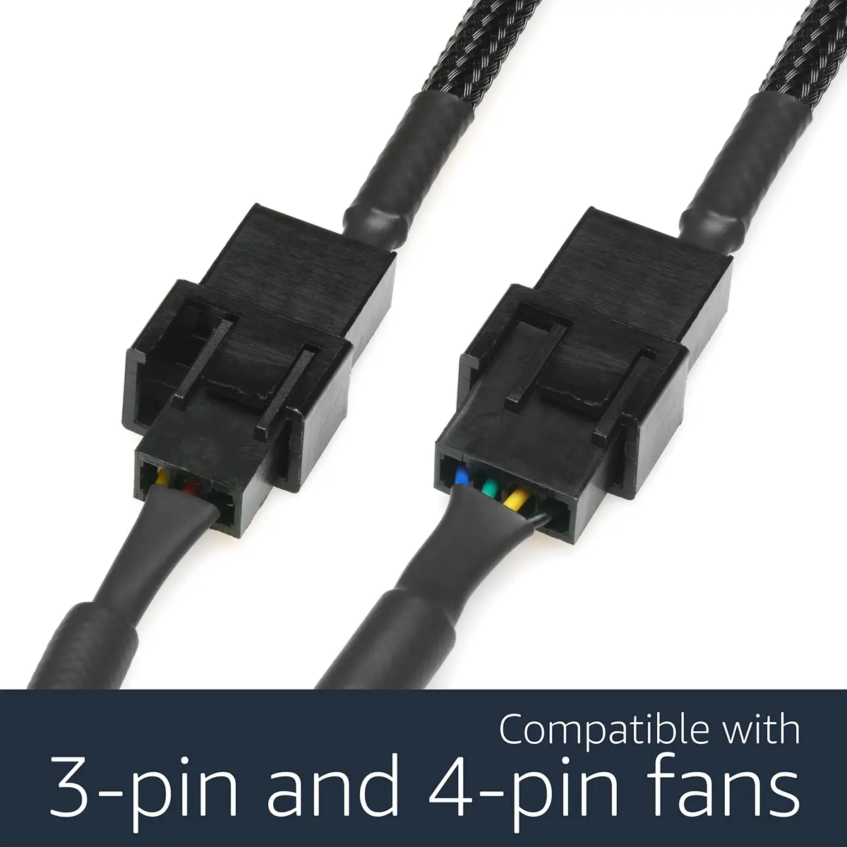 CRJ 12V Step-Up USB Fan Power Adapter Cable 12-inch Black Sleeved | Full Fan Speed for 3/4-Pin Fans - view 3
