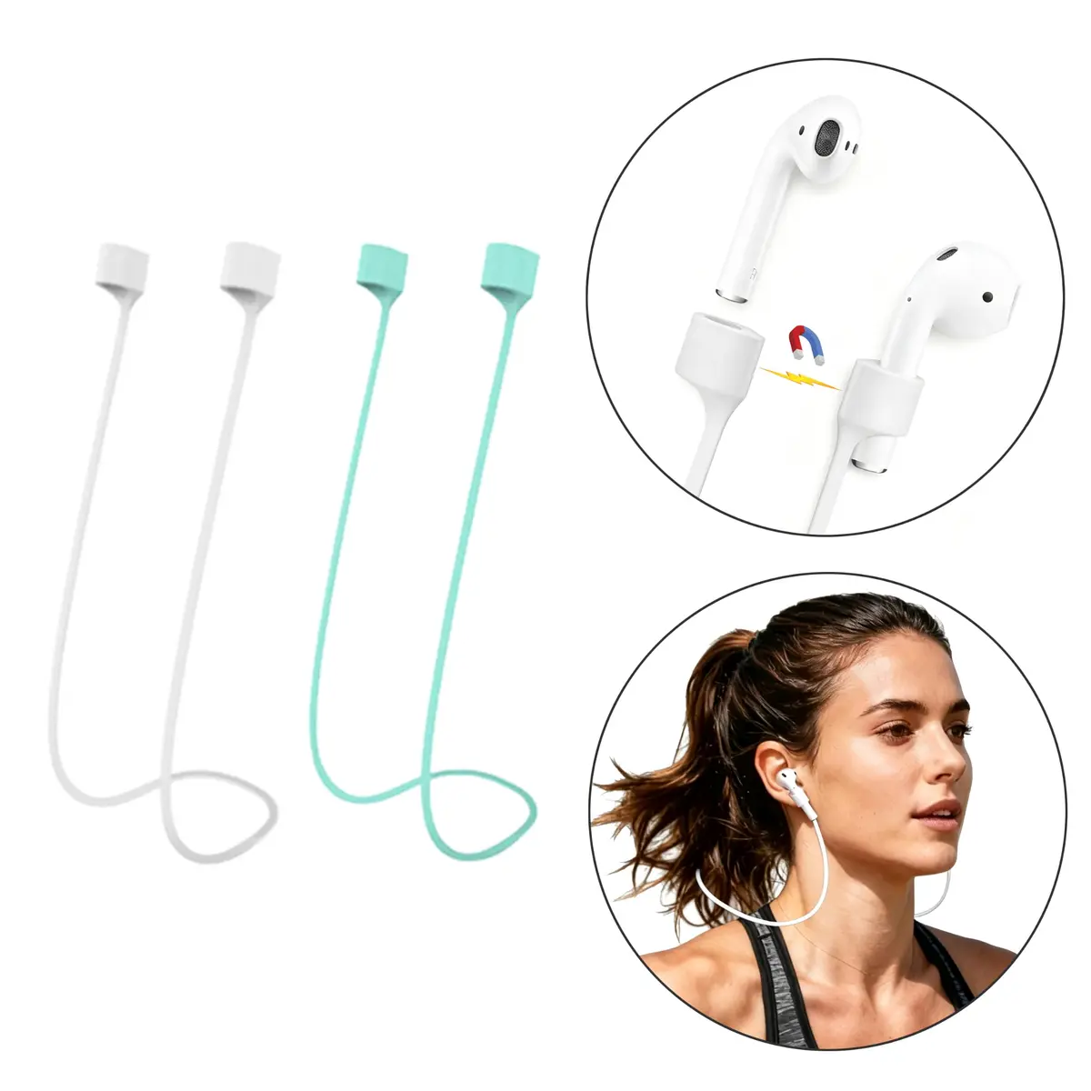 MULTAICH Magnetic Anti-Lost Straps for AirPods | Colorful Silicone Neck Rope, 2pcs, Unisex - view 2